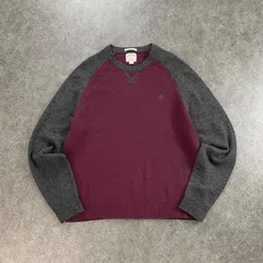 Brooks Brothers L/S Knit Sweater ブルックスブラザーズ 長袖 ニット セーター クルーネック ラグラン ロゴ刺繍 バイカラー バーガンディ×グレー Vガゼット ウール メンズ XL 大きいサイズ