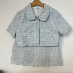 ツイード 半袖 ジャケット スカート セットアップ M