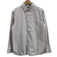 【中古】　Eddie Bauer　ストライプシャツ　長袖　シャツ　コットン　レギュラーカラー　胸ポケット　ストライプ　総柄　古着　/1553