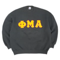 ジャージーズ JERZEES 90s 90年代 MADE IN USA スウェットシャツ クルーネック BLACK ワッペン ギリシア文字 ヴィンテージ アメリカ 古着 メンズ スウェット トレーナー ブラック 黒 XXL【中古】