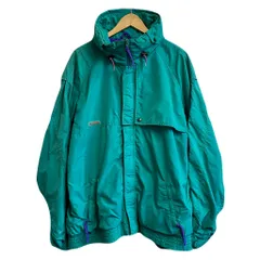 Columbia コロンビア ウィンドブレーカー マウンテンパーカー フードジャケット フルジップ ポケット付き 蛍光色 エメラルドグリーン×パープル 紫 XLサイズ No.U447