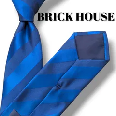 BRICK HOUSE ブリックハウス ネクタイ レジメンタルストライプ 光沢 ブルー ネイビー ポリエステル ウォッシャブル メンズ ビジネス