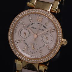 極美品 稼働⭐️MICHAEL KORS 腕時計 ピンクゴールド ラインストーン 