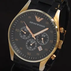  箱付 エンポリオアルマーニ QZ AR-5905 4コマ付 ブラック文字盤 クロノグラフ デイト メンズ腕時計 2000000 NSK TAM