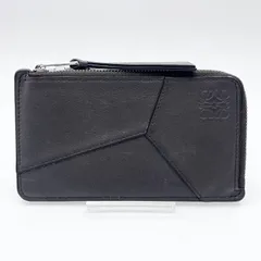 LOEWE（ロエベ）パズル ロング コインカードホルダー ショルダーストラップ付きコインケース フラグメントケース ダークブラウン レザー 【中古】