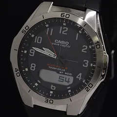 稼働 箱付 カシオ ウェーブセプター WVA-M640 デイト 黒文字盤 メンズ腕時計 2000000 NSK KRI