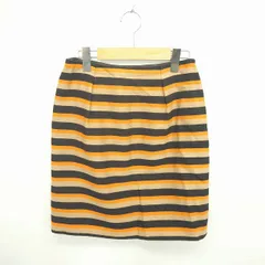 アナイ ANAYI スカート タイト ひざ丈 ボーダー サイドジップ ウール 36 ベージュ オレンジ 薄茶 橙 /TT27