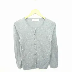 レイビームス Ray Beams カーディガン ニット 丸首 ビーズ装飾 ウール混 長袖 グレー 灰 /TT14