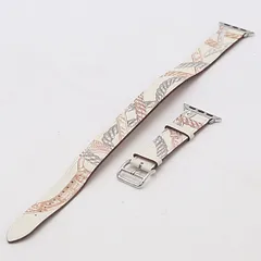美品 エルメス アップルウォッチ用 純正ベルト レザー ブラウン/ホワイト 33ｍｍ メンズ/レディース腕時計 0145200 2NBT MST