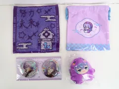 4点セット にじさんじ Dytica Happy Pack 2025 星導ショウ/にじえと へび・抱負入りハンカチ・ホログラム76mm缶バッジセット・特典巾着