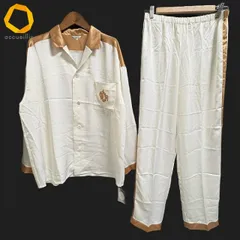 #anc クリスチャンディオール ChristianDior セットアップ M 白 茶 パジャマ 刺繍 ヴィンテージ タグ付き レディース [1000508]