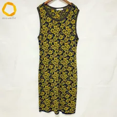 #anc ランバン LANVIN ワンピース 50 紺 黄 イタリア製 花柄 ニット ノースリーブ シルク混 レディース [1000525]のサムネイル
