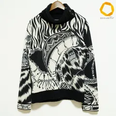 #wnc レオナール LEONARD ニット・セーター L 白 黒 大きいサイズ シルク混 ハイネック レディース [894536]