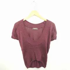 デプレ DES PRES トゥモローランド ニット セーター 丸首 無地 シンプル 綿 コットン 半袖 1 赤紫 ワインレッド /TT26