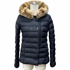 美品◇DUVETICA デュベティカ MORWEN リアルファー フード付き ダウンジャケット ダークネイビー 38 ブルガリア製 正規品 レディース