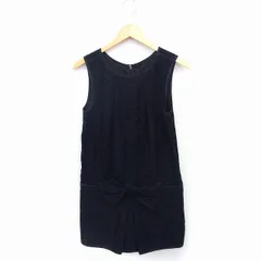 ジルスチュアート JILL STUART レース ワンピース ノースリーブ ひざ丈 丸首 リボン コットン 綿 2 ブラック 黒 /FT9