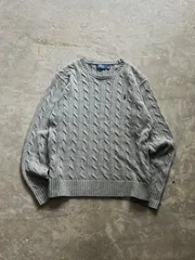Polo Ralph Lauren ケーブルニット セーター ポニー刺繍 グレー M