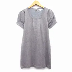 イエナ IENA ワンピース フレア 膝丈 総柄 ラメ混 半袖 丸首 切替リブ タック コットン 綿 グレー 灰 /HT13