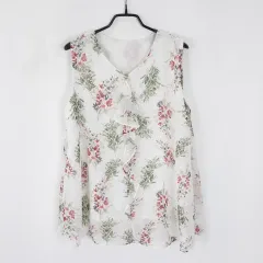 レディース フリル シフォン ノースリーブブラウス XL