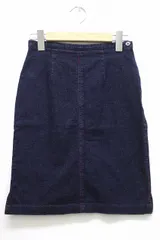 インディヴィ INDIVI スカート 台形 ひざ丈 タイト デニム ストレッチ スリット 無地 シンプル 38 インディゴ ブルー /C
