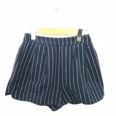 ダズリン dazzlin パンツ キュロット ショート 厚手 ストライプ ウール混 サイドジップ F 紺 白 ネイビー ホワイト /TT9