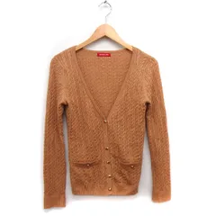 アプワイザーリッシェ Apuweiser-riche ニット カーディガン ケーブル編み Vネック ウール混 2 キャメル 茶 /FT13