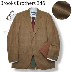 【上質】90s ブルックスブラザーズ Brooks Brothers 346 グレンチェック柄  段返り 3B テーラードジャケット ブレザー 春夏 ブラウン トラッド ビジカジ カジュアル メンズのサムネイル