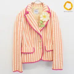 モスキーノ Moschino イタリア製 ジャケット テーラード ストライプ 花モチーフ ロゴボタン レディース [x990626]のサムネイル