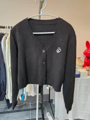 ミッキーマウス 刺繍 ブラック カーディガン