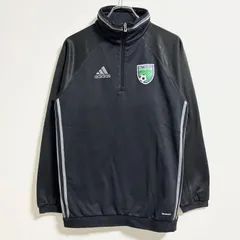 古着　adidas アディダス　長袖ハーフジップトラックジャケット　ジャージ　プルオーバー　黒　ブラック　Mサイズ