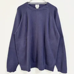 古着　GEOFFREY BEENE　長袖ラグランニット　セーター　コットン　ネイビー　紺　XLサイズ