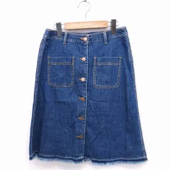 アーバンリサーチ サニーレーベル URBAN RESEARCH Sonny Label デニム ボタンダウン スカート フレア カットオフ 38 ブルー 青 /FT19