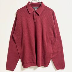 LINEA UOMO ニットポロシャツ イタリア製 メリノウール ボルドー XL 