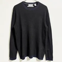 古着　Calvin Klein カルバンクライン　長袖クルーネックニット　セーター　襟切り替えカラー　黒　ブラック　Lサイズ