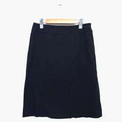 ユナイテッドアローズ UNITED ARROWS 台形 スカート 膝丈 シルク混 総柄 スリット 厚手 38 ブラック 黒 /HT16