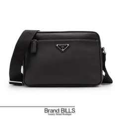 未使用品 PRADA プラダ ショルダーバッグ クロスボディバッグ 2VH094 ヴィッテロ トライアングルロゴ ブラック シルバー金具 メンズ