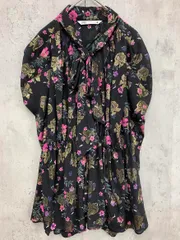 ZARA ザラ フローラルプリント シアー ブラウス シャツ sizeL/黒系 ■◇ レディース