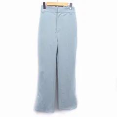 エピス EPICE ストレート パンツ 薄手 無地 シンプル フリル M ブルーグレー 青 灰 /HT8