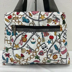 1305　LeSportsac レスポートサック　トートバッグ　ハンドバッグ　リバーシブル　グレー　チェーン柄　チャーム柄　レディース　軽量　カジュアル　シンプル