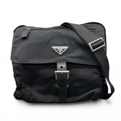 PRADA プラダ ロゴプレート ナイロン/レザ― ショルダーバッグ BT8994 ブラック M07-k062 PRADA - PRADA プラダ ロゴプレート ナイロン/レザ― ショルダーバッグ