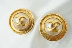 シャネル ヴィンテージ 95P イヤリング ココマーク ラウンド型 アクセサリー メッキ パール 金 ゴールド CHANEL 6017j