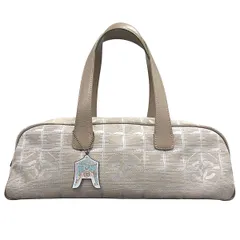 CHANEL 美品 シャネル ニュートラベルライン ミニボストンバッグ チャーム付 A15828 7番台シリアル ナイロン ジャガード レザー ベージュ ショルダーバッグ ハンドバッグ ヴィンテージ ココマーク ABランク 鑑定済 中古 シャネルバッグ