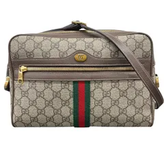GUCCI 極美品 グッチ オフィディア スモール GGスプリーム ショルダーバッグ 517080 PVC レザー ベージュ ブラウン クロスボディ ポシェット GGプラス シェリー Aランク 中古 鑑定済 グッチバッグ