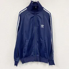 古着 used　80s　adidas　アディダス　トラックジャケット/ジャージ　ヴィンテージ　フロッキープリント　紺　ネイビー　Mサイズ