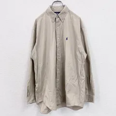 古着 used　90s　Ralph Lauren　ラルフローレン　BLAKE　長袖ボタンダウンシャツ　ヴィンテージ　ベージュ　Lサイズ