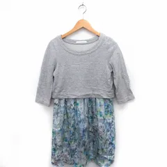 アーバンリサーチ ドアーズ URBAN RESEARCH DOORS ワンピース 切替 トレーナー ギャザースカート 丸首 七分袖 ひざ丈 F グレー /FT10