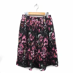 ルーニィ LOUNIE スカート フレア 膝丈 花 柄 38 ブラック 黒 /HT14