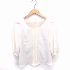 ウィルセレクション WILLSELECTION カットソー ブラウス レース プルオーバー 丸首 薄手 七分袖 1 ベージュ 薄茶 /TT8