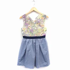 ジルバイジルスチュアート JILL by JILLSTUART 切替 フレア ワンピース ひざ丈 ノースリーブ 丸首 ボーダー 花柄 M グレー /FT14