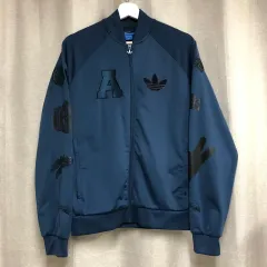 アディダス オリジナルス トレフォイル パッチ ブルー トラックジャージ (L)